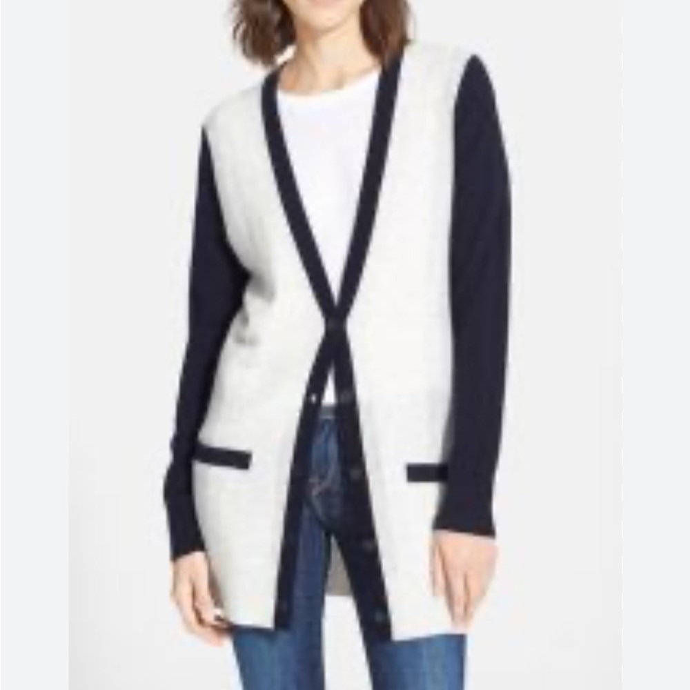 Womens Navy and Gray Cardigan Sweater